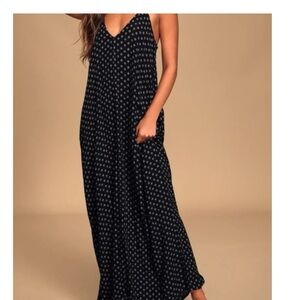 Lulu’s Black Floral Maxi Dress Women’s Size M/L